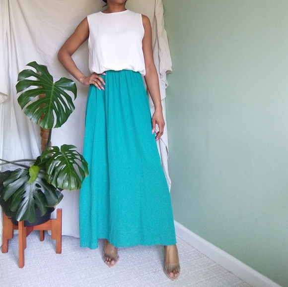 frannysfashion Dresses & Skirts - Women's white and teal sleeveless dress